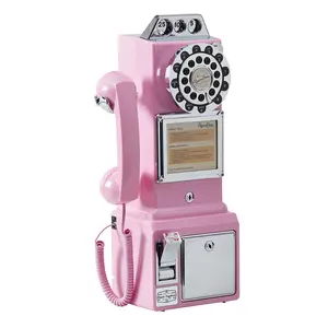 Rocket American Retro 1950's Payphone with Coin Bank (Pink)