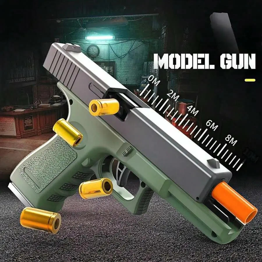 Soft Bullet Toy Gun with Ejection & Rebound, Realistic Toy Pistol Model, Educational Shooting Toy, Foam Bullet Blaster for Outdoor Shooting Games, Khaki/Black, Fun Pistol Toy for Kids and Youngsters