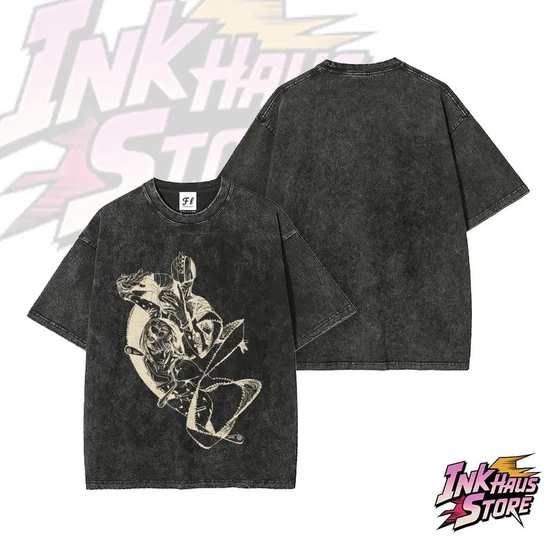 Sticky Fingers Acid wash tee JJBA Golden Wind Bruno Bucciarati classic anime fashion,perfect gift,Stand user style street wear,gym fit