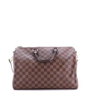Pre-owned Louis Vuitton Canvas Coated Top Handle Bags Speedy Bandouliere Bag Damier 35 by Rebag