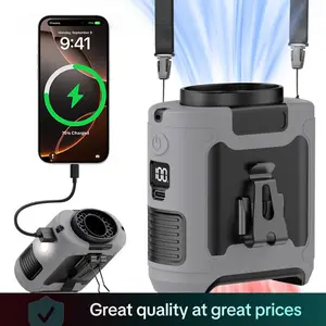 10000mAh Portable Waist Fan, Clip-on 360° Rotation, 5 Speeds with Light, Wearable for Soccer, Outdoor Sports, Camping, Travel