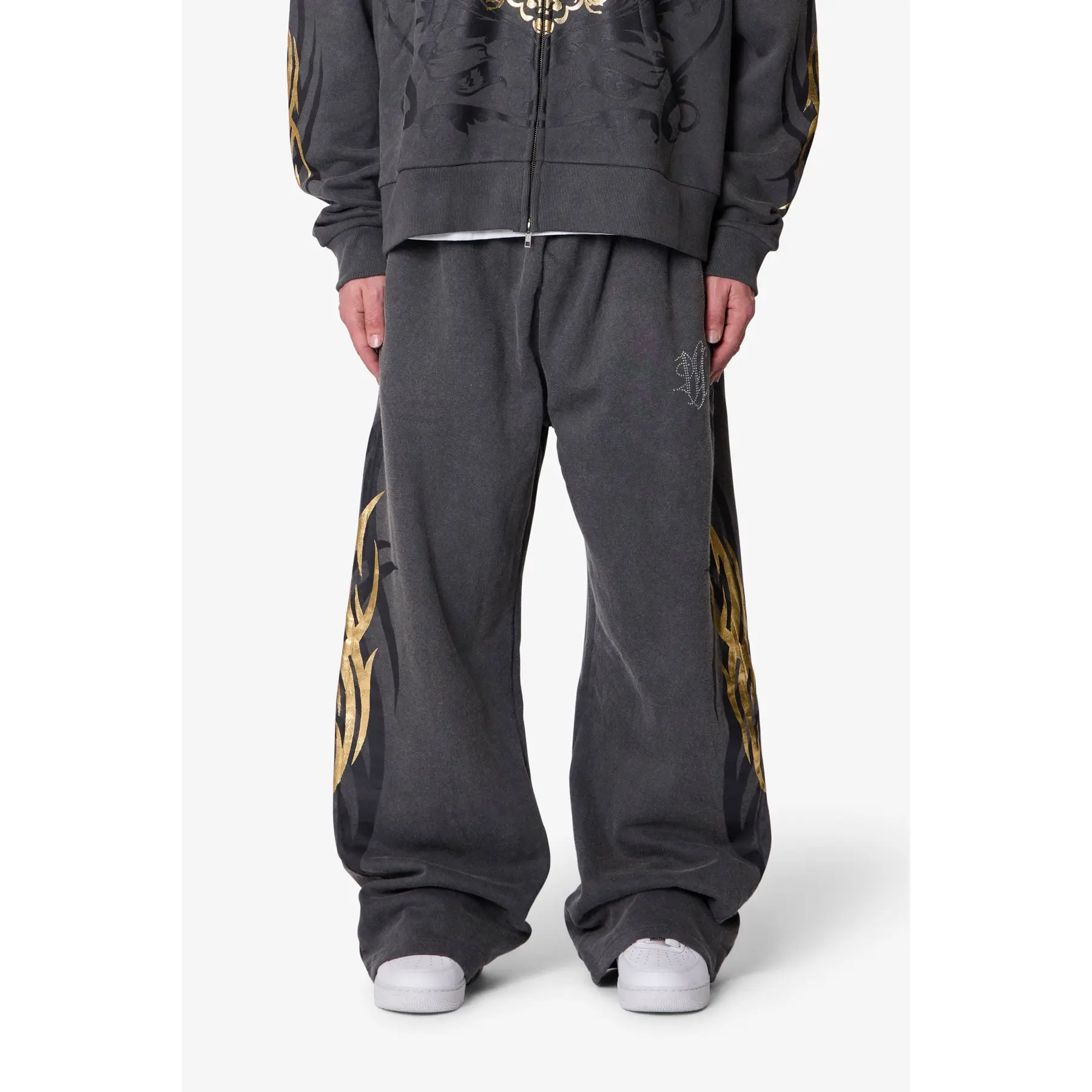 mnml Gold Foil Tribal Sweatpants - Washed Black
