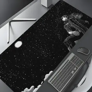 Starry Night Samurai Large Gaming Mouse Pad, Aesthetic Desktop Decoration Drotection Pad,Washable Rubber Pad Non-Slip Lock Edge Multi-Size Mouse Pad Suitable For Home Office,Desktop Accessory,Good Gift for Family and Friends