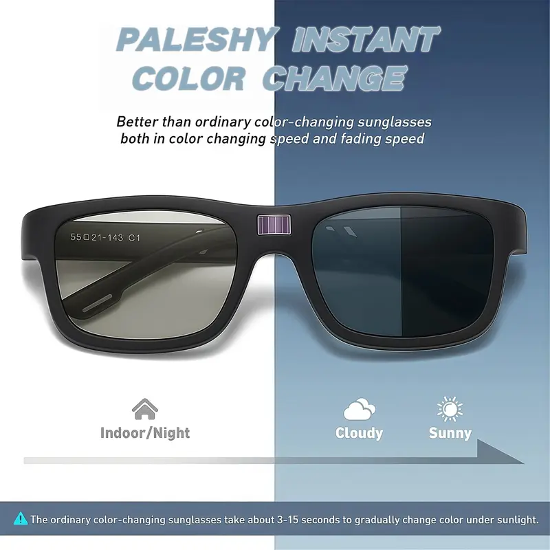 Paleshy 2026 Summer Uv400 Protective Sunglasses, Trendy Casual Intelligent Instant Color Fashion Glasses for Everyday Use, Suitable for Driving Fishing and Golf