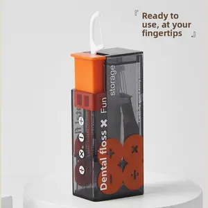 Q-Men Mini Portable Floss & Toothpick Dispenser - Auto-Pop Travel Storage Case