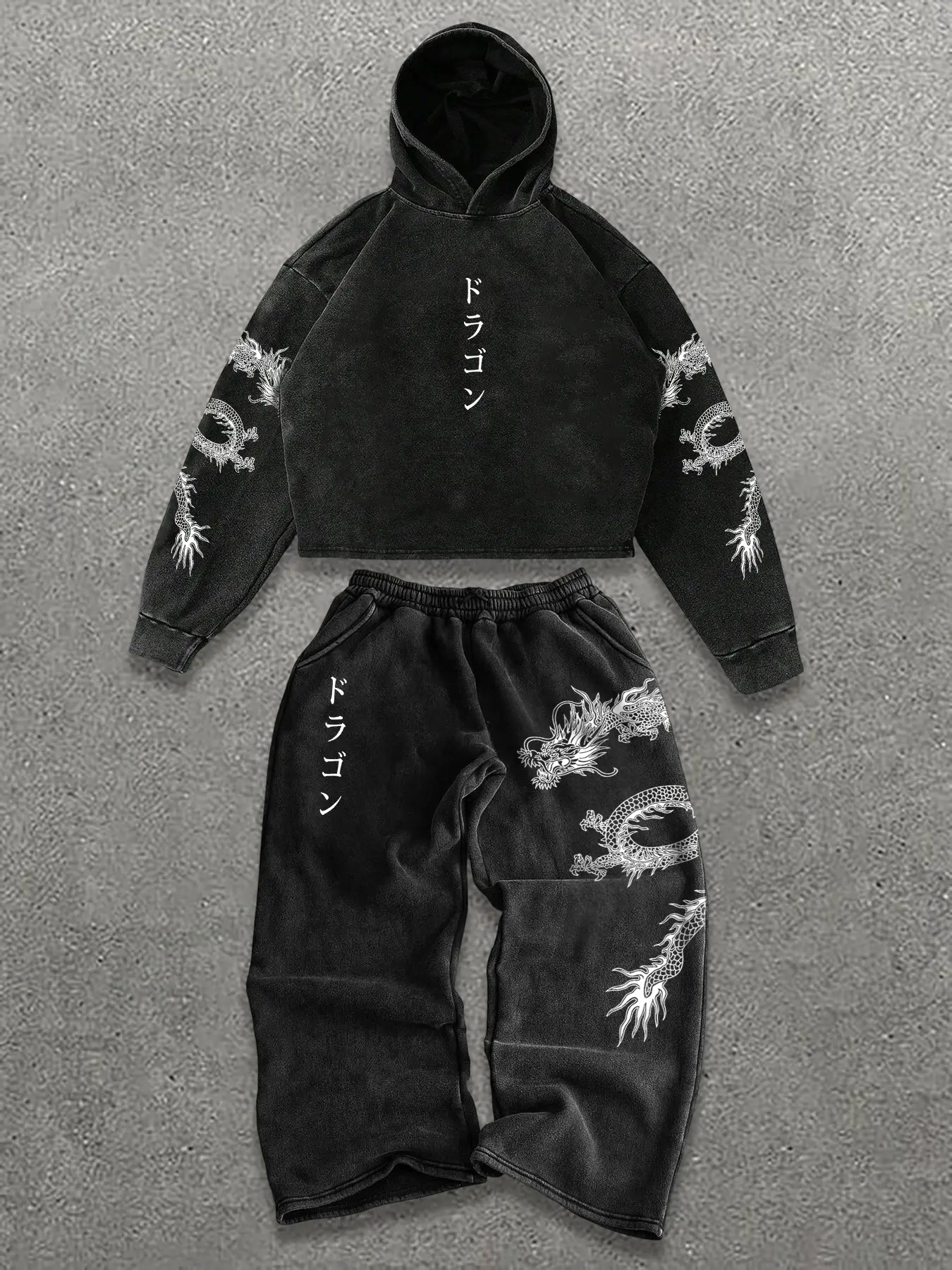 Men's Street Style Graphic Sweatshirt & Pants Set, Cotton Long Sleeve Top + Straight Leg Bottoms, Fall Winter Fashion