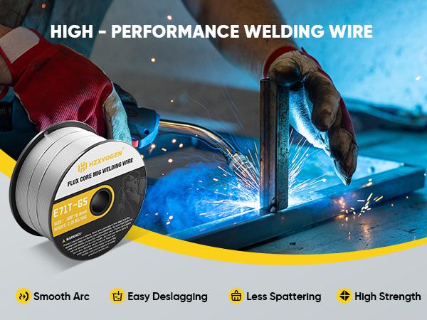 HZXVOGEN Flux Core Welding Wire .030 & .035, E71T-GS Low Splatter 2-Pound Spool Gasless Mild Carbon Steel MIG Welding Wire(2 Pack)