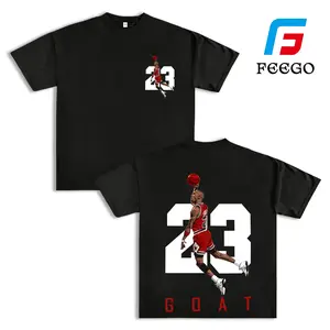 Feego Number 23 Jumpman Tribute T-Shirt Clean Retro Basketball Tee with Iconic Dunk Pose and Bold Typography for Hoopers & Fans Graphic Tees Men Funny Shirts Cotton Menswear Y2K Streetwear