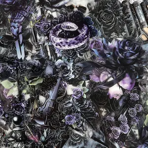 Gothic Rose Pattern Sticker, Self Adhesive Decorative Stickers, DIY Decals for Water Bottle, Laptop, Cellphone, Phone Case, Accessories, Scrapbooking, Journal Making, Protector