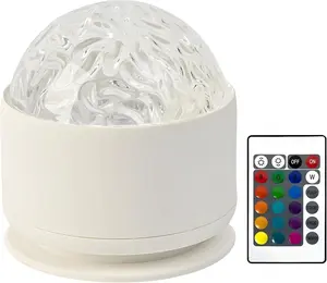 Light, Rotating Water Pattern, Plastic Build, Bedroom Dynamic Night Lamp for All, Ocean Wave Projector, Flame Romantic Ambiance with Remote