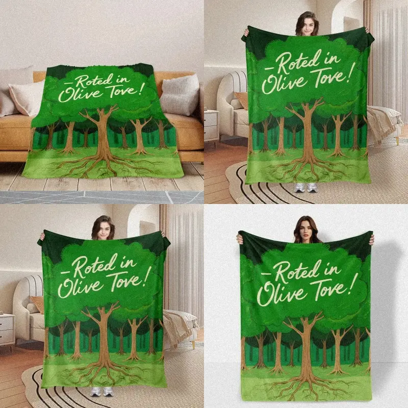 Elegant Olive Green Blanket with Root Design for Meaningful Keepsake Gift Timeless Home Dr to Celebrate Family and Warmth nomic yet Stylish 280gsm
