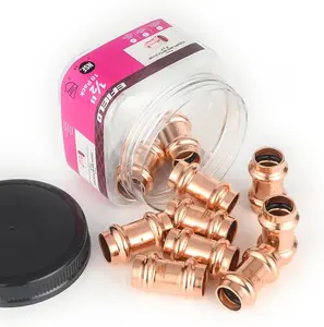 (Pack of 10)  1/2" x 1/2" Copper Press Fit Coupling Fittings With Stop For Copper Tube Connection, Pro Pack, LBP Design,(PRESS001)