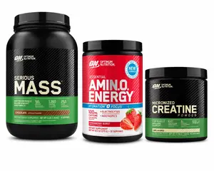 Optimum Nutrition Dietary Supplement Bundle - Serious Mass, Amin.O. Energy, Micronized Creatine