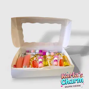 Besties Gift Set – Handmade Charm Keychains, Beaded Pens, Lip Gloss & Mini Perfume