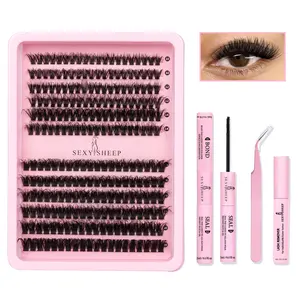 Curly Dense False Eyelash Set, 10-20mm Mixed Personal Makeup Lashes, 40d60d, Enhance Lashes Kit, Includes 240 Lashes & Glue & Remover & Tweezers
