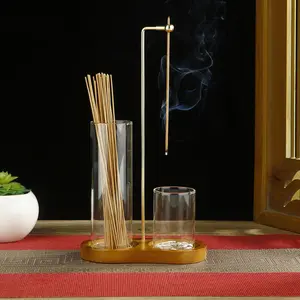 2-In-1 Aroma Incense Holder with Detachable Glass Ash Catcher, Anti-Fly Ash Burner, Meditation Yoga Space Decor, Home Decoration