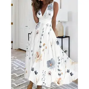 FloralPrintPlungingDress,ElegantSleevelessMaxiDress-Women'sClothing-ForSpecialOccasions&Parties-SuitableforWomen-Flowy&Comfortable-PerfectGiftforHer
