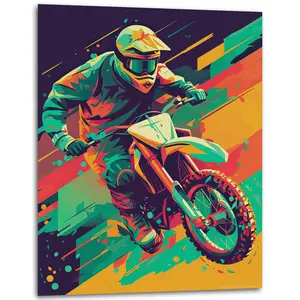 “Thrill Seeker” - Abstract Dirt Bike - Motocross Poster - Dirt Bike Poster for Room - Cool Classic Poster - (Unframed) - 11x14 Inches