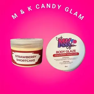 M & K Candy Glam Body Glaze - Strawberry Shortcake 8oz - Silky Smooth Texture - Long Lasting Moisture - Fun Fresh Scent - Glow Girl Ready