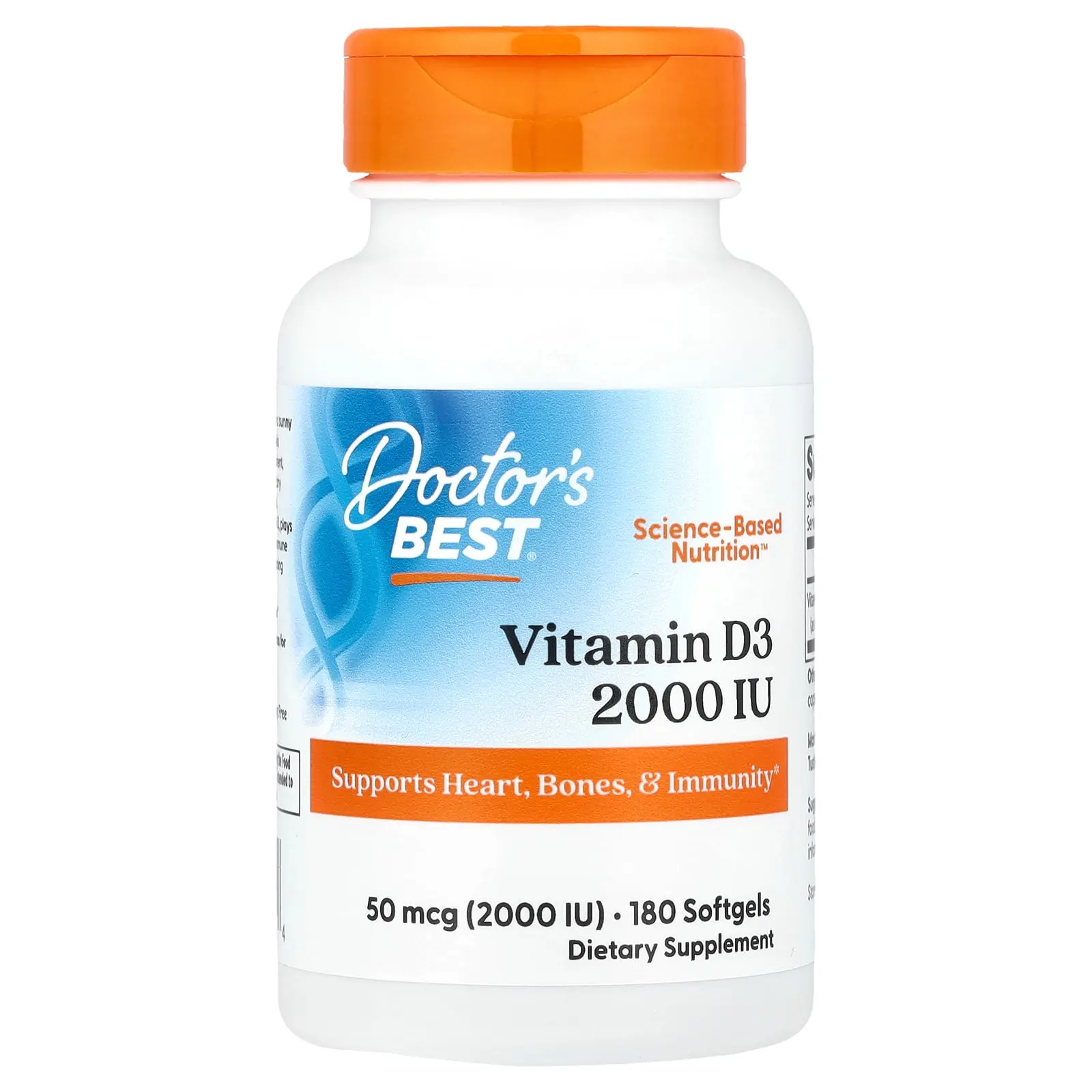 Doctor's Best Vitamin D3, 50 mcg (2,000 IU), 180 Softgels