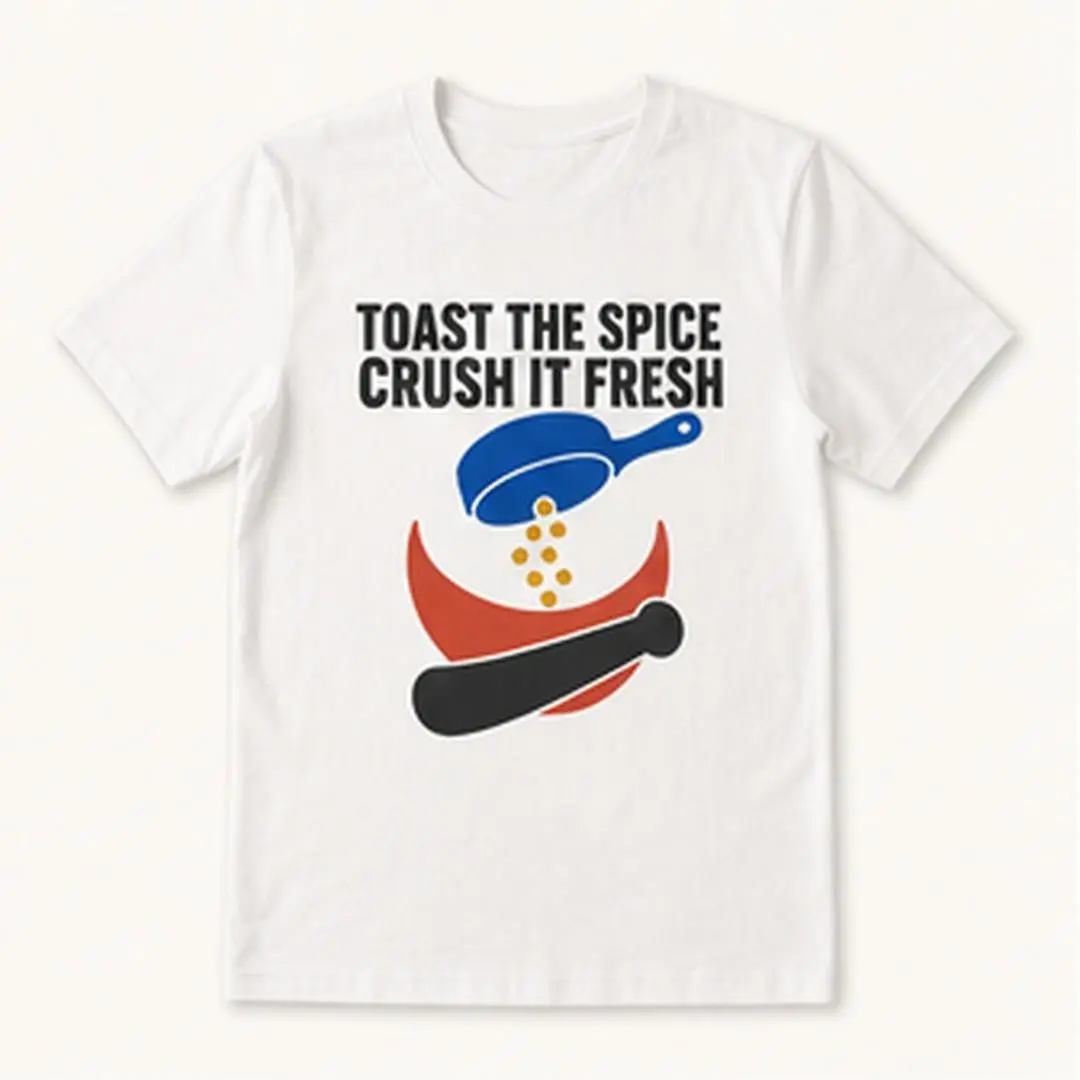 TOAST THE SPICE CRUSH IT FRESH Men's White Graphic T-Shirt Short Sleeve Crew Neck Cotton Blend Kitchen Humor Tee for Guys Who Love Cooking Spices and Bold Flavor original statement print casual everyday tee weekend outfit seasonal