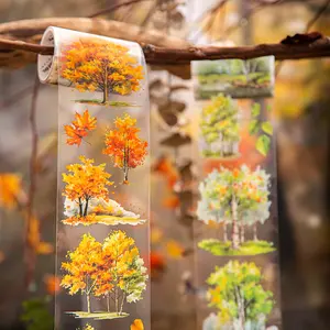 6 rolls/set, retro aesthetic style tape, forest theme, PET waterproof material, can decorate notebooks, handbooks, mobile phone cases.