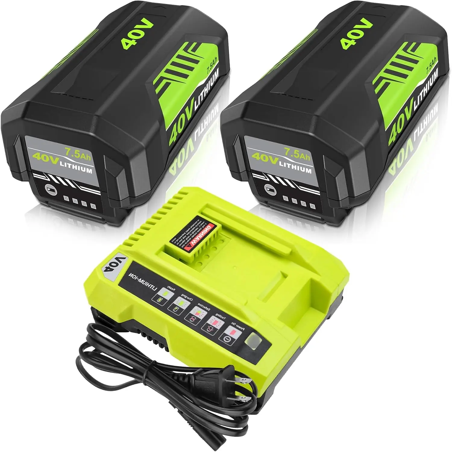 7500mAh Lithium Ion Replacement Battery for Ryobi 40V Power Tools, OP401 Charger Included, 2x Longer Run Time, Compatible with OP4026, OP40201, OP4040, OP40404 Models, Ideal for Blowers, Chain Saws, Lithium Ion Battery, Batteries