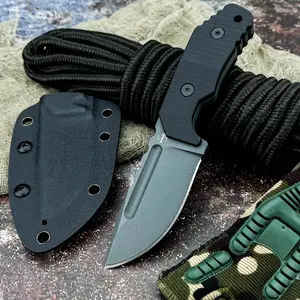 New Jungle Compact Fixed Blade Knife with Sheath 8Cr13Mov Blade G10 Handle Defense Outdoor Carry Knife Survival EDC Camping Cutting Tool Survival Gear