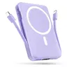 Podoru Multifunctional 10000mAh Durable Lithium Magnetic Power Bank - 5-Port Silicone Portable Battery Powered Charger with Built-in USB-C, Lightning Cables for iPhone 17/16/15/14/13/12 Series, Mobile Smartphone Devices, Travel Gadget Accessory