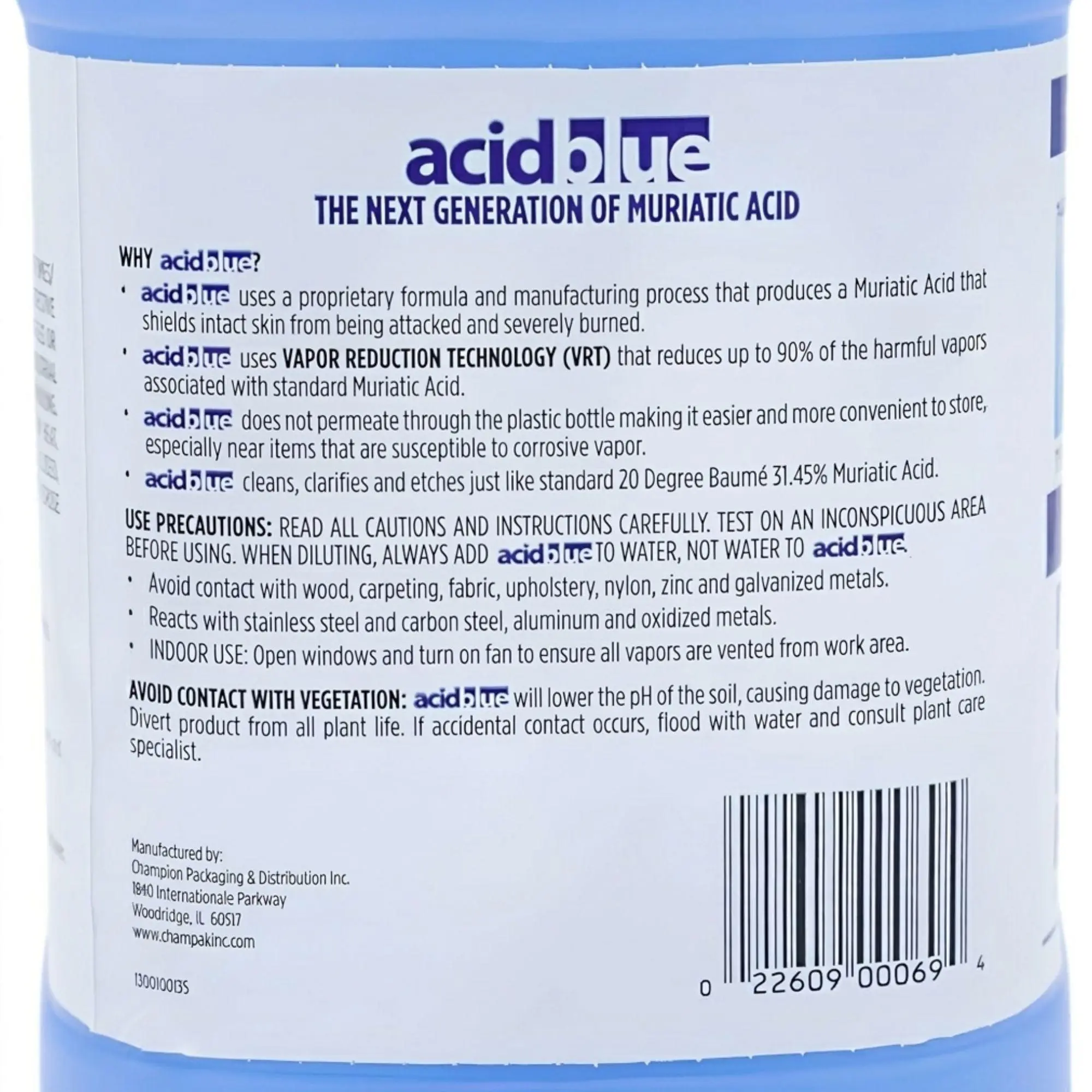 Champion Acid Blue Muriatic Acid for Removal of Stains on Driveways (2 Pack)