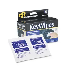 212 MAIN Read Right KeyWipes Bactericidal Unscented Wet Wipes, 5x6.875in Keyboard & Hand Cleaner, 18-Count Box for Laptop & Equipment Cleaning, Laptop Cleaner, Keyboard Cleaner