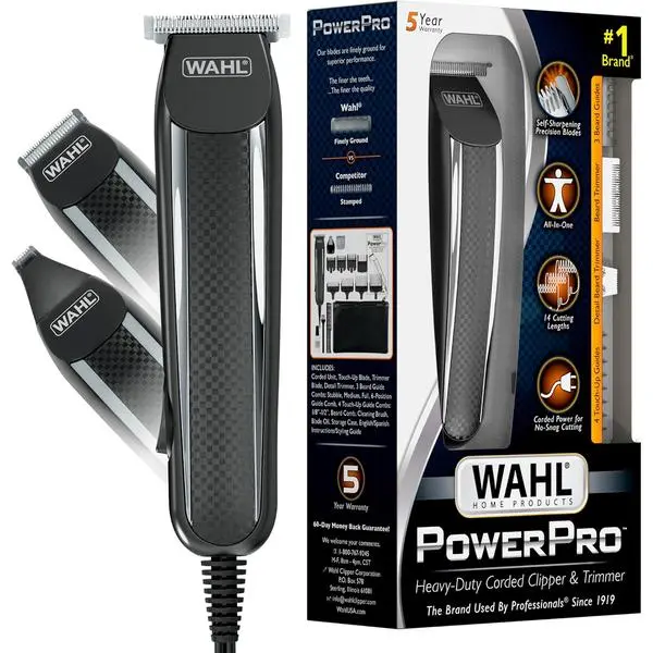 Wahl PowerPro Corded Detailer Trimmer Kit for Mens Grooming