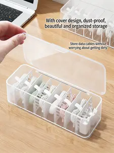 Anti-Dust Cable Management Box, Phone Charging Line Organizer, Desktop Data Line Storage Holder, Cord Keeper for Desk Organization