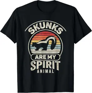 Casual Cotton shortsleeve tees  Retro Skunks Are My Spirit Animal Skunk Lover T-Shirt