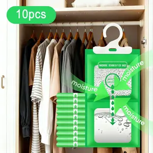 Moisture Absorbers 10 Pack Set, Hanging Closet Dehumidifier Bags, Humidity Packs, Desiccant, Closet Dehumidifiers With Fragrance Free