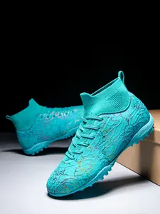 High-Top Women's Soccer Shoes TF Style, Breathable Anti-Slip Durable All-Season Boots for Professional Competition Training