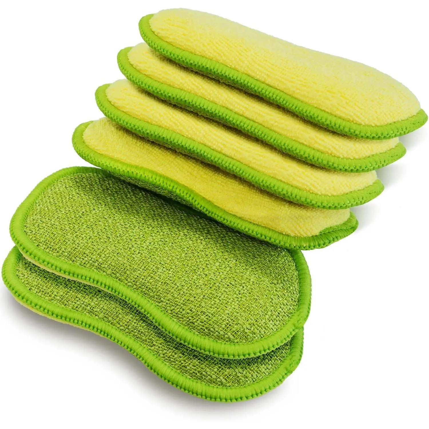 Multi-Purpose Scrub Sponges for Kitchen by SmilePowo Non-Scratch Microfiber Sponge Along with Heavy Duty Scouring Power - Effortless Cleaning of Dishe