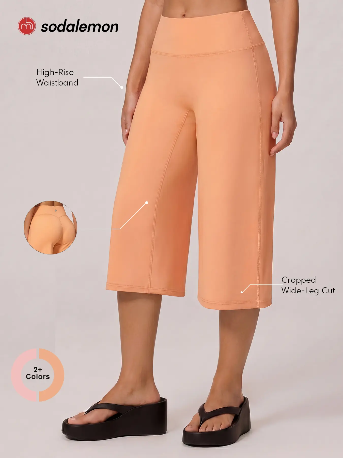 Sodalemon Women’s Comfortable High-Waisted Wide-Leg Capri Activewear Bottoms - Everyday Minimalist Style Capri Pants for Women, Yoga, Pilates, Capri Pants Women