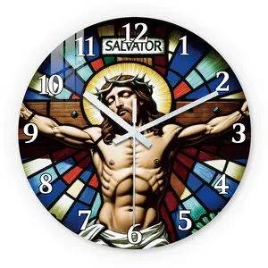 Wooden Jesus Savior Window Clock, Silent Operation, Aa Battery Powered, Ideal for Living Room Bedroom Study, Easter Mother's Day Gift