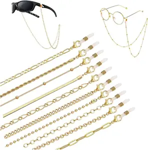 10 Pieces Eyeglass Chains String Holders for Women Men Gold Link Necklace Around Neck Glasses Mask Chain Lanyard Eyewear Retainer Accessory Chain tiktokshopspringglowup