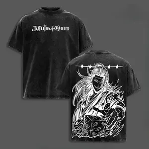 valentine shirts Japanese hot Anime Manga Jujutsu Kaisen T-shirt Ryomen Sukuna Print Vintage Washed high quality hot product3 Oversized Unisex tee