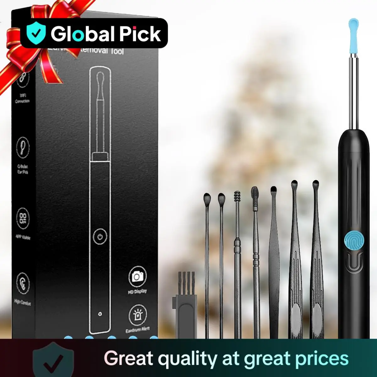 Global Pick Earwax Removal Tool with Camera, 1 Set Wireless Endoscope Earwax Cleaner, Waterproof Endoscope Ear Cleaning Tool, Personal Care Accessorie
