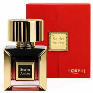KORBAJ PARFUMS Scarlet Amber Unisex Arabian Extrait de Parfum 100ml Multi-Pack Jasmine Scented Unisex Fragrance with Mandarin, Ozonated Notes, Lily of the Valley, May Rose, Caramel, Vanilla for Outdoor Use, Jasmine Unisex Fragrance