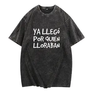 100% Cotton Funny Spanish Saying T-Shirt - "Ya Llego Por Quien Lloraban" Humorous Graphic Tee, Black with White Text, Regular Fit Short Sleeve Round Neck Casual Shirt for Adults, Machine Washable