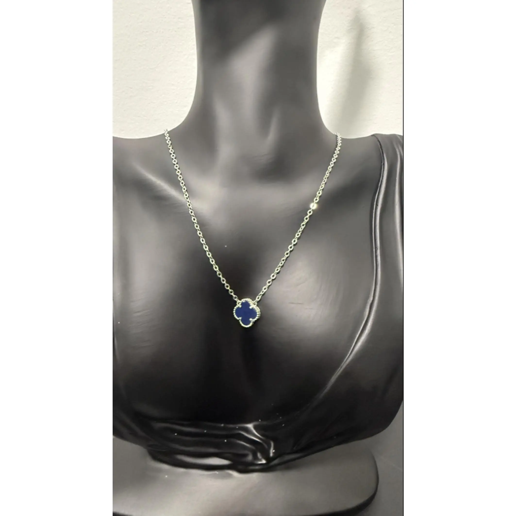 925 Sterling Silver Blue Flower Necklace
