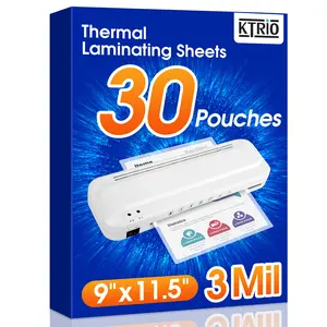 KTRIO 30 Pack Laminating Sheets, Hold 8.5 x 11 Inches, 3 Mil Thermal Laminating Pouches, 9 x 11.5 Laminate Sheets for Laminator, Clear Lamination Sheet Paper, Letter Size, Office School Home Supplies