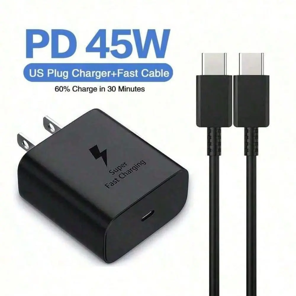 45W Super Fast Charger, Electronic Phone Charger, USB-C Wall Charger & Charging Cable, Compatible with Galaxy S23 Plus S24 S22 Ultra/S22+/S22, Note 10+/Note 20/S20/S21, Z Fold 4/Z Flip 4, Smartphone