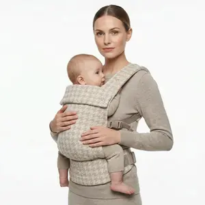 4 in 1 Khaki Houndstooth Baby Carrier for Newborn and Toddler up to 45 lbs