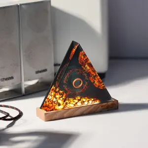 One Ring Resin Figurines Diorama - Handcrafted Epoxy Art Ornament with Wooden Base - LO.TR Inspired Desk Decor Gift for Fantasy Fans