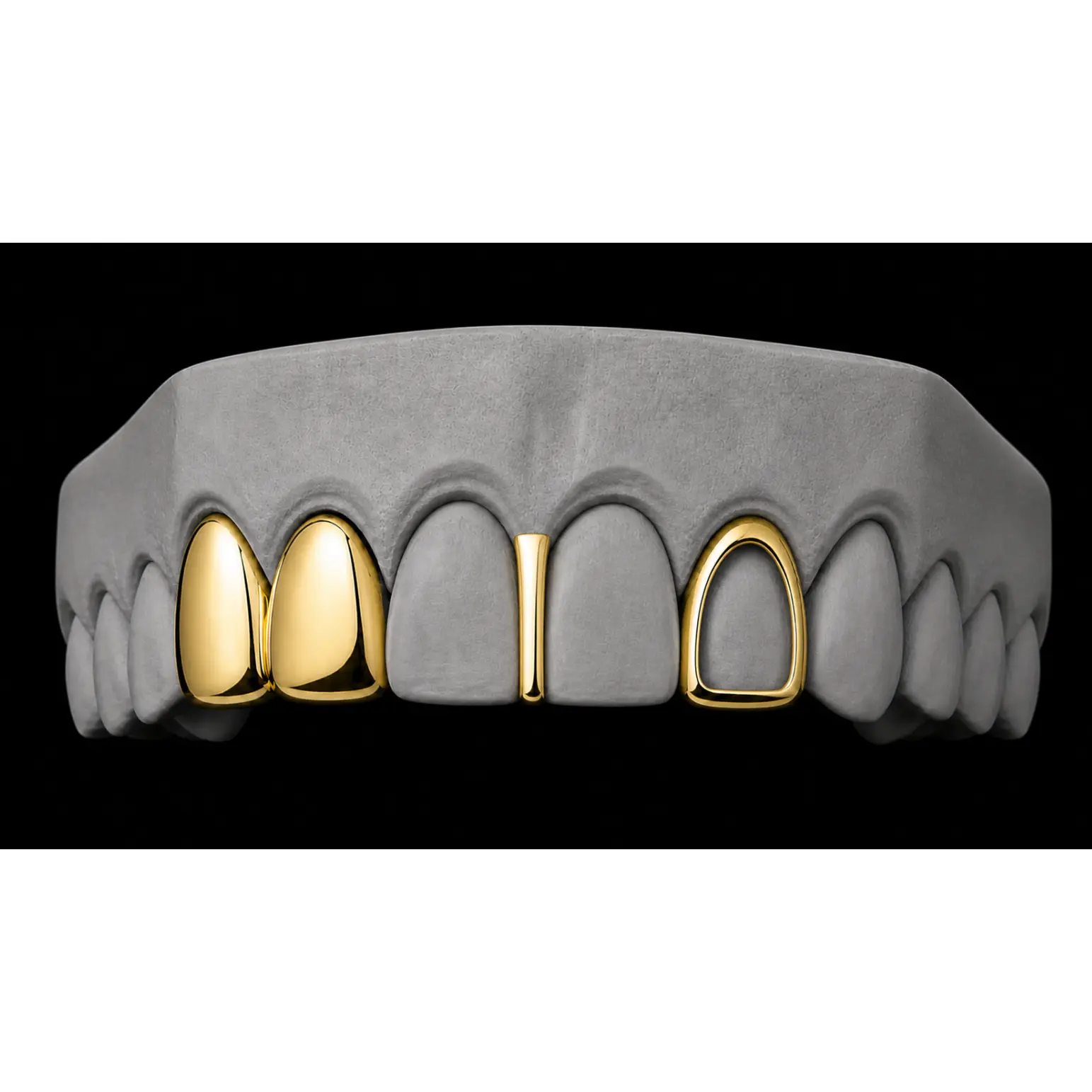 14K Gold Plated Double Tooth + Open Face Grillz Cap + Gap